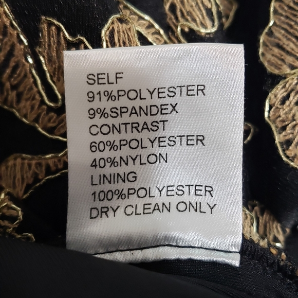 Tadashi Shoji Kami Dress Black & Gold  Knee length Sleeveless Size 6 Petite - Picture 14 of 16